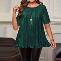 Blusa Mireva™ com Textura Plissada Delicada e Modelagem Ampla / Elegância Que Se Move Com Leveza