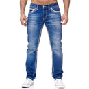 Calça Jeans Castelli™ Com Lavagem Estonada e Costuras Contrastantes / Presença Casual Com Atitude de Homem de Respeito