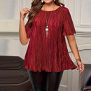 Blusa Mireva™ com Textura Plissada Delicada e Modelagem Ampla / Elegância Que Se Move Com Leveza