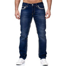 Calça Jeans Castelli™ Com Lavagem Estonada e Costuras Contrastantes / Presença Casual Com Atitude de Homem de Respeito