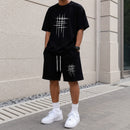 Conjunto Caelus™ com Camiseta Estampada, Bermuda com Cordão e Malha Respirável / Conforto Para Acompanhar a Rotina