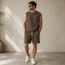 Conjunto Canelado Montaro™ com Regata de Caimento Moderno e Bermuda com Cordão Ajustável