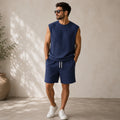 Conjunto Canelado Montaro™ com Regata de Caimento Moderno e Bermuda com Cordão Ajustável