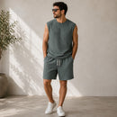 Conjunto Canelado Montaro™ com Regata de Caimento Moderno e Bermuda com Cordão Ajustável