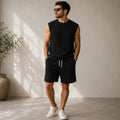 Conjunto Canelado Montaro™ com Regata de Caimento Moderno e Bermuda com Cordão Ajustável