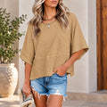 Blusa Marlie™ com Caimento Leve, Mangas Amplas e Acabamento Frontal em Recorte
