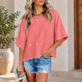 Blusa Marlie™ com Caimento Leve, Mangas Amplas e Acabamento Frontal em Recorte
