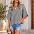 Blusa Marlie™ com Caimento Leve, Mangas Amplas e Acabamento Frontal em Recorte