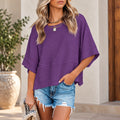 Blusa Marlie™ com Caimento Leve, Mangas Amplas e Acabamento Frontal em Recorte