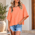 Blusa Marlie™ com Caimento Leve, Mangas Amplas e Acabamento Frontal em Recorte