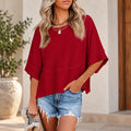 Blusa Marlie™ com Caimento Leve, Mangas Amplas e Acabamento Frontal em Recorte